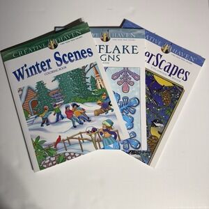 Adult‎ Coloring Books  Winter Themes Set Of 3, Snowflakes, Winter Scapes, Scenes